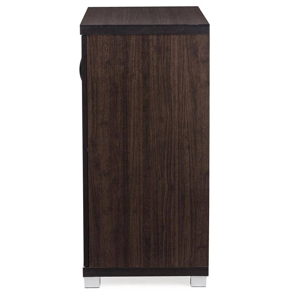 Zentra Dark Brown Glass Door Sideboard Storage Cabinet
