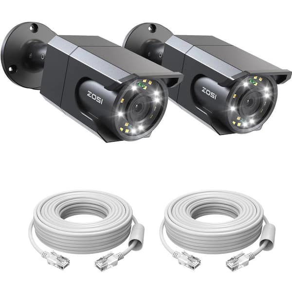 ZG1058D 4K 8MP Hardwired PoE Add-on Black Outdoor Home Security Camera, Only Work with Same Brand NVR (2-Pack)