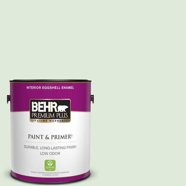 BEHR PREMIUM PLUS 1 gal. #440E-1 Relaxing Green Eggshell Enamel Low Odor Interior Paint & Primer