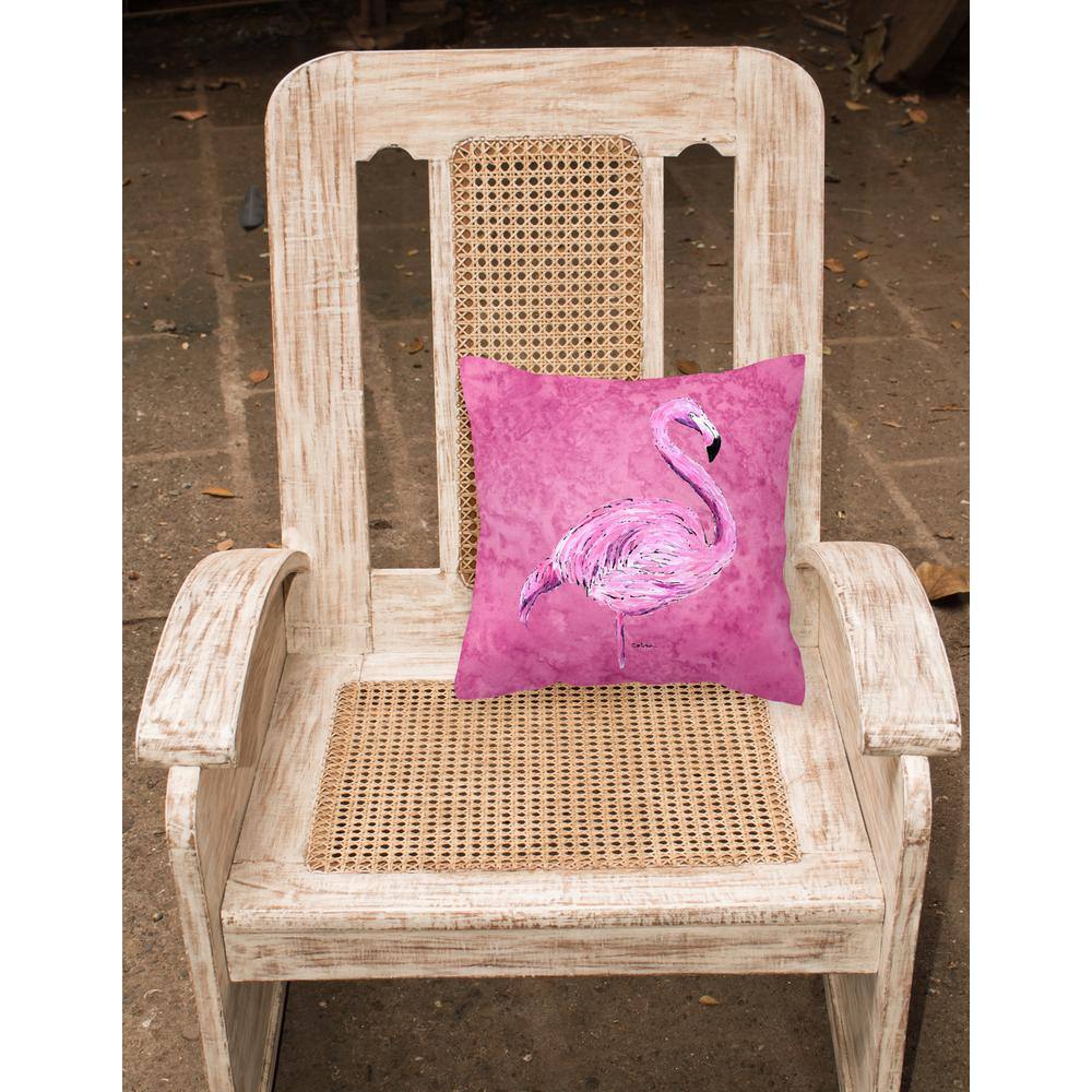 Pink Flamingo Canvas Fabric Decorative Pillow 14" x 14"