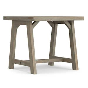 Sawhorse Solid Wood 22 in. W Square Modern Industrial Modern Industrial End Side Table in Distressed Grey