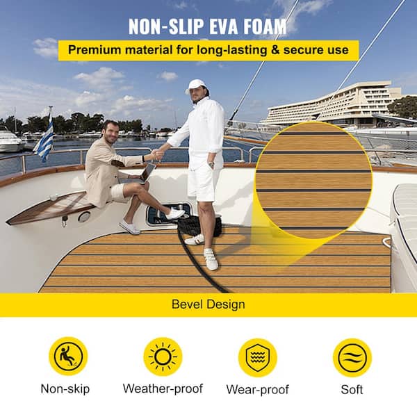 VEVOR 94.5 in. x 47 in. EVA Foam Faux Teak Non-Slippery Self-Adhesion  Decking Sheet for Boat Yacht Marine Flooring 240X120X6EVAZZDB1V0 - The Home  Depot
