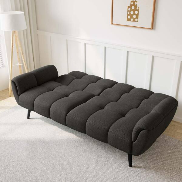 GOJANE Modern 76.7 in. Flared Arm Linen Rectangle Convertible Sofa