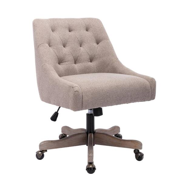 Wateday Brown Linen Fabric Upholstered Armless Office Chairs