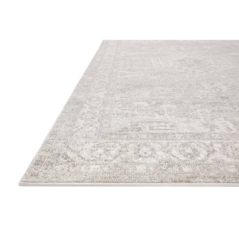 Odette Silver and Ivory 6'-7" x 9'-6" Polyester Area Rug