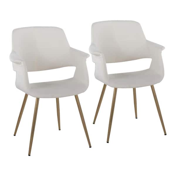 Lumisource Vintage Flair Cream Velvet and Gold Metal Arm Chair (Set of 2)