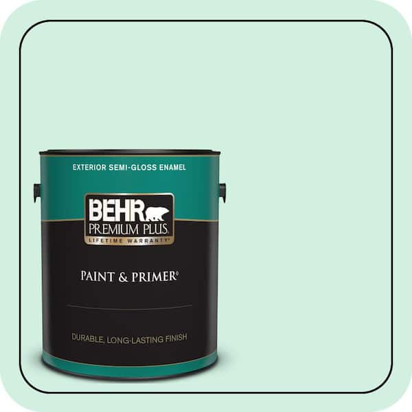 BEHR PREMIUM PLUS 1 gal. #P420-1 Spring Frost Semi-Gloss Enamel Exterior Paint & Primer