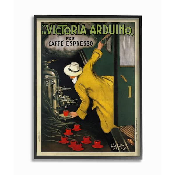Stupell Industries 16 in. x 20 in. "La Victoria Arduino Cafe Espresso Vintage Inspired Poster" by Artist VeeBee Framed Wall Art