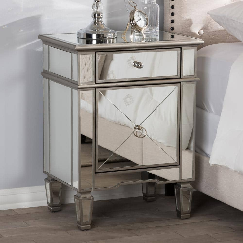 Silver nightstand on sale