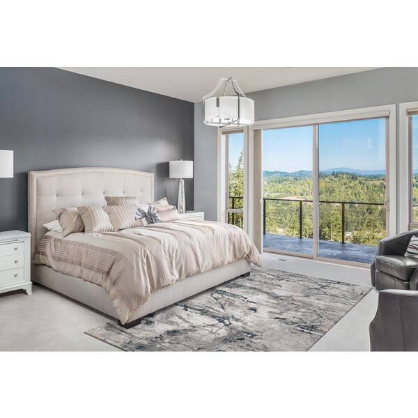 KAS Rugs Lara Abstract Plush 3'3 x 4'7 Stain Resistant Area Rug in Grey/Brick KAS Rugs Lara Abstract Plush 3'3 x 4'7 Stain Resistant Area Rug in Grey/Brick