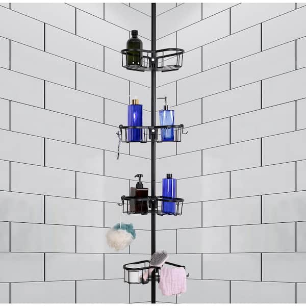  Utopia Alley Tia Rustproof Teak Overhead Shower Caddy with 3  Shelves - Decorative Shower Rack for Shampoo & Toiletries Storage, Hanging  Shower Head Organizer - Black Finish : 居家與廚房