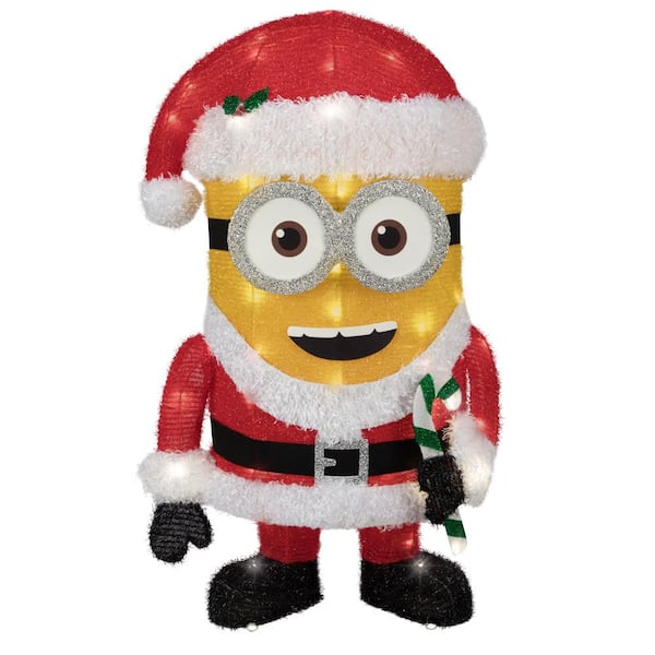 39 in. Holiday 3D Lighted Tinsel Yard Sculpture-Dave as Santa