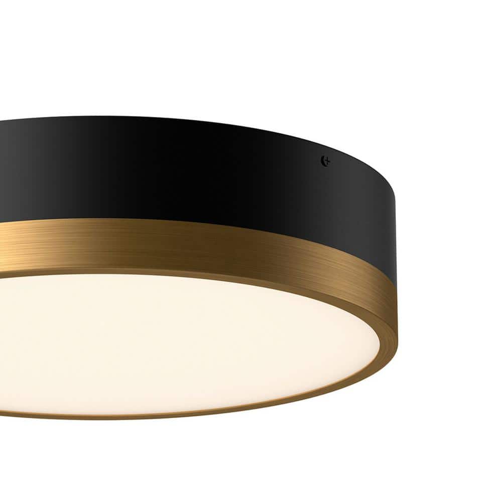 Brisbane Matte Black Glass Drum Flush Mount Light