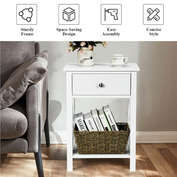 costway white nightstand