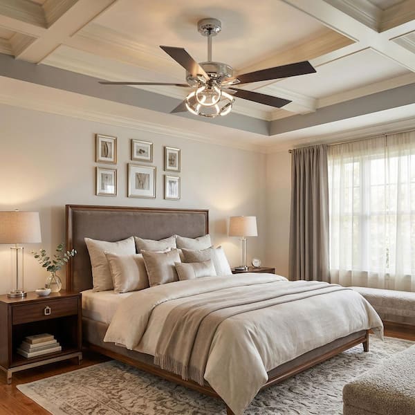 Modern 52 in. Indoor Color Changing Integrated LED Chrome Ceiling Fan with Light and Remote Control