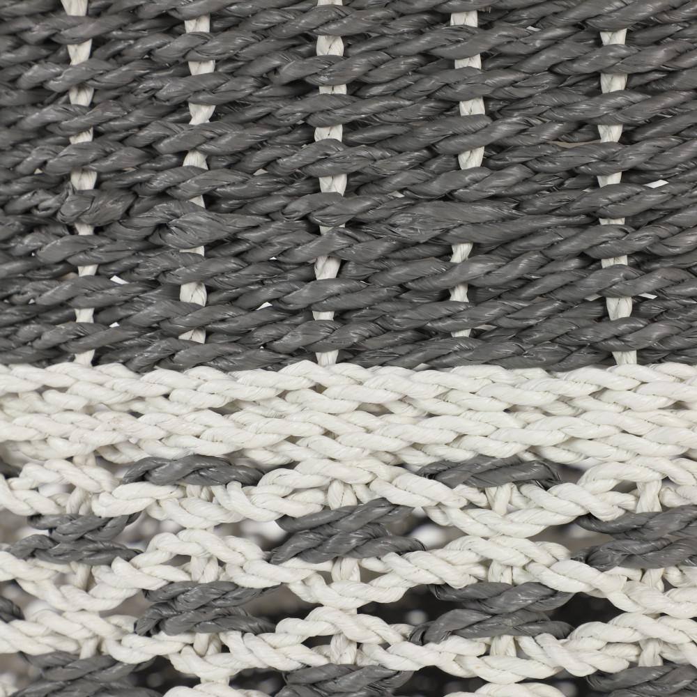 Gray and Beige Round Woven Plastic Storage Baskets, Set of 3