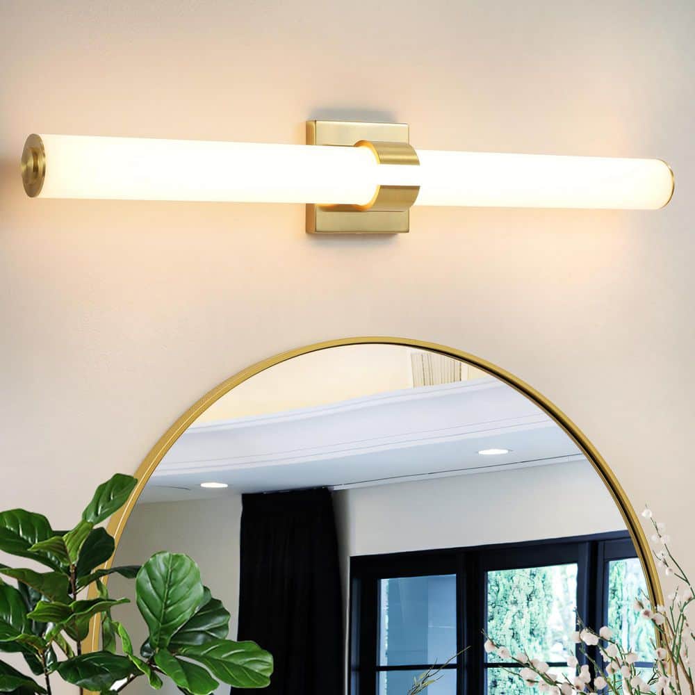 31 in. 1-Light Gold LED Vanity Light Bar Dimmable 28-Watt Wall Sconce Modern Bathroom Light Fixture w/ 3000k Warm Light price history on PriceWatchPro