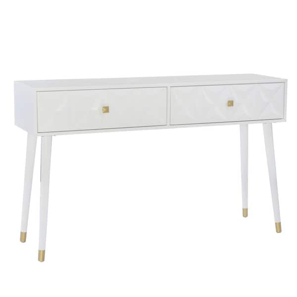 Covington 55.5 in. White Rectangle Wood Console Table with Drawers