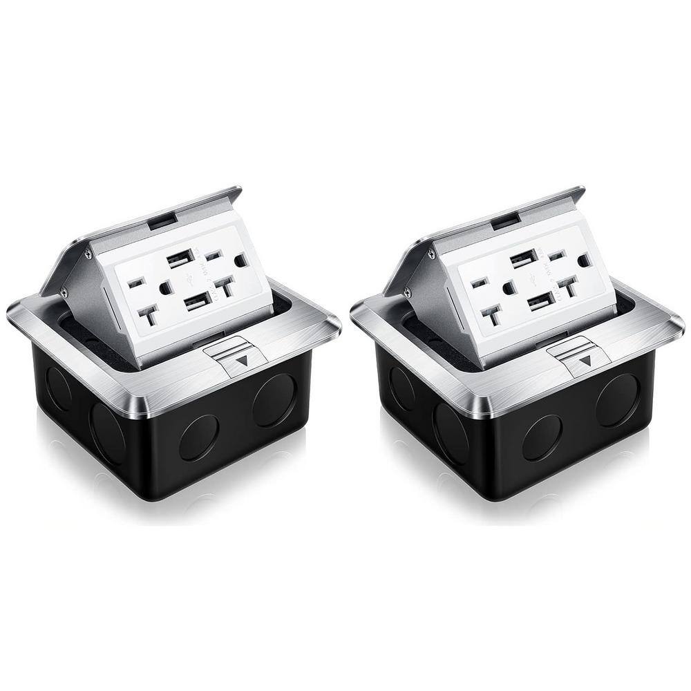Silver 20Amp Tamper Resistant Duplex Outlet with USB-A - Electrical Outlet Cover Box (2 Pack) price history on PriceWatchPro