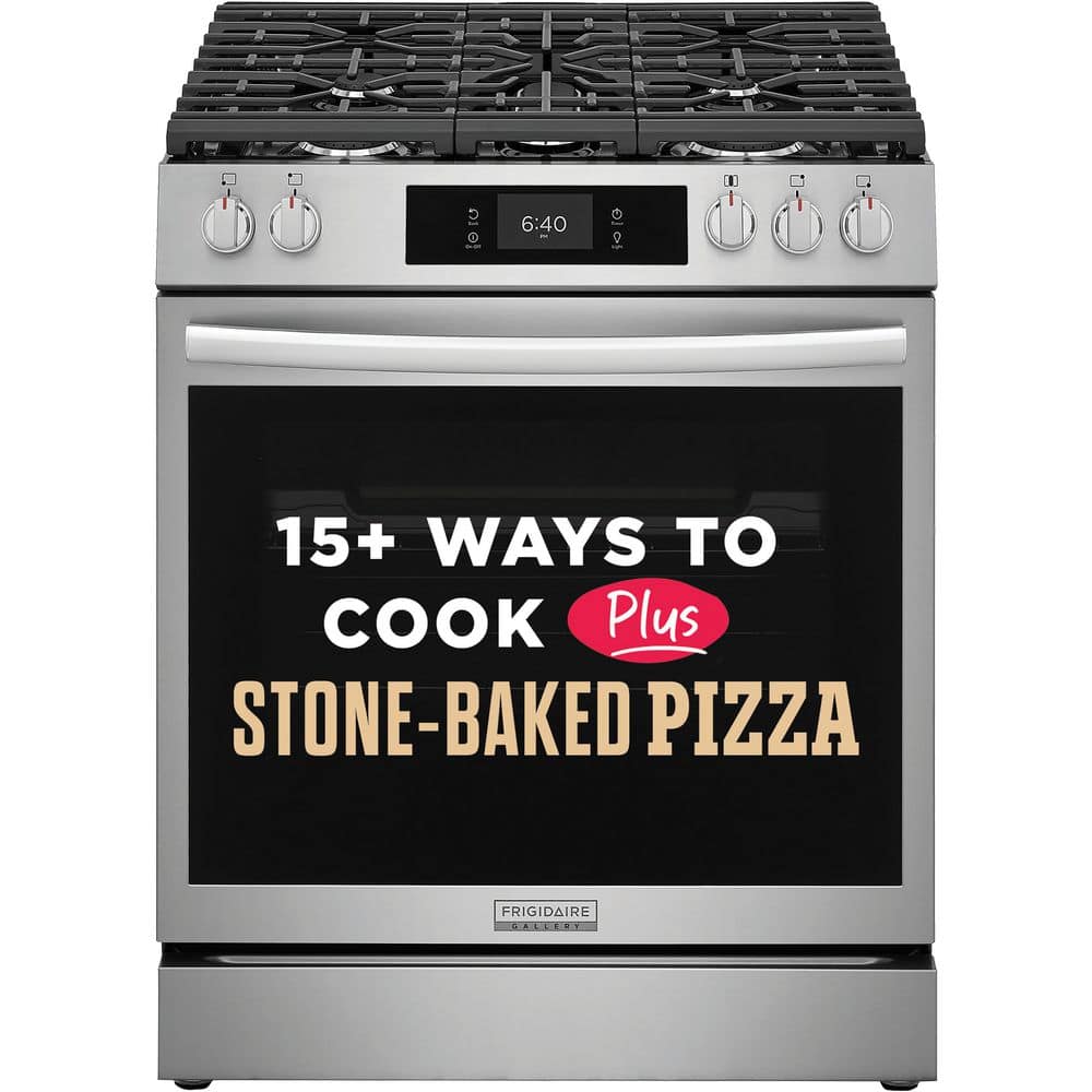 Gallery 30 in. 5-Burner Slide-In Gas Range in Smudge-Proof Stainless Steel with Stone-Baked Pizza
