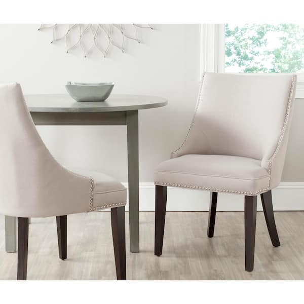 Safavieh Afton Taupe/Espresso Linen Side Chair (Set of 2)