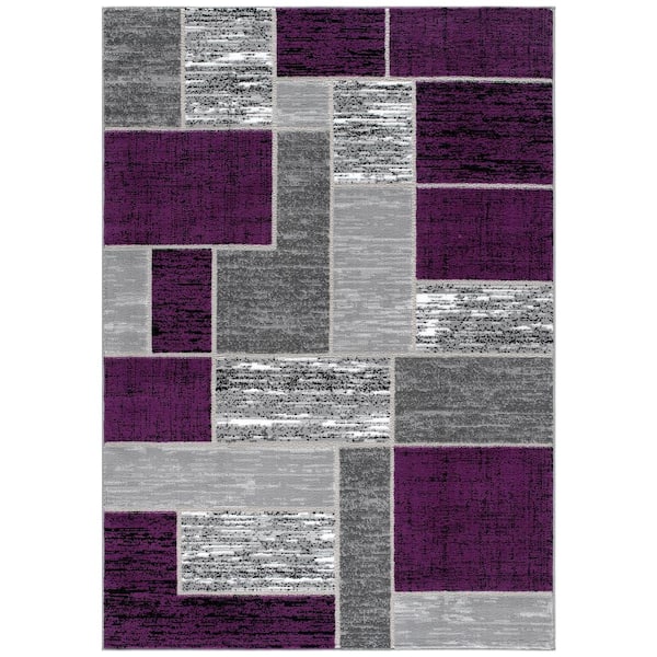 Verena Purple Geometric 4 ft. x 6 ft. Area Rug