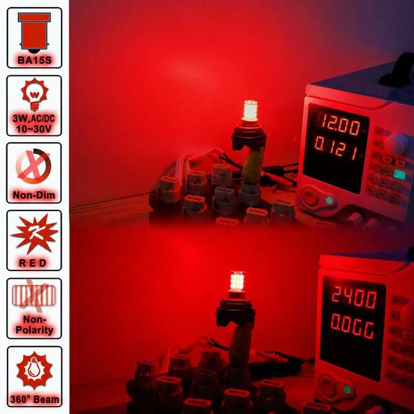 4-Pack BA15S LED Bulbs 3W 12-24V AC/DC Wide Voltage, 6000k Daylight White,DC Bayonet
