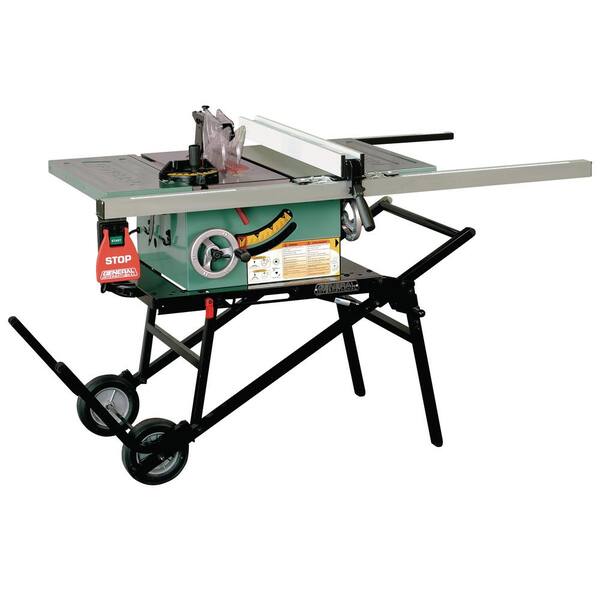 General International 12 Amp 10 in. Industrial Table Saw with Heavy-Duty Portable Stand