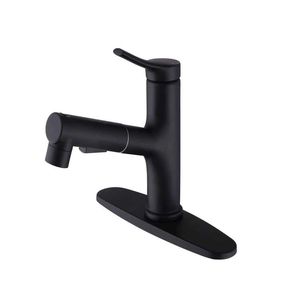 Single Handle Single Hole Pull Out Bathroom Faucet with Deckplate Included in Matte black price history on PriceWatchPro