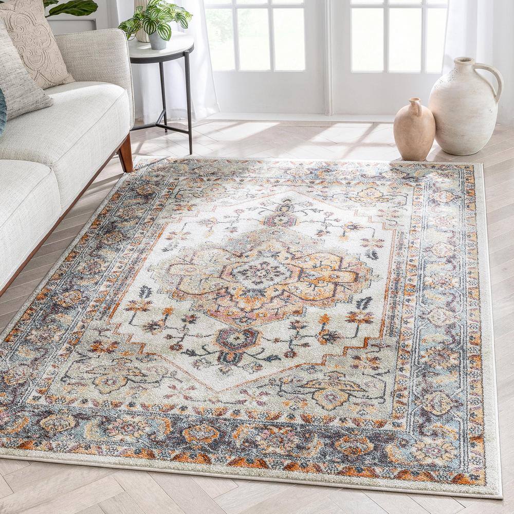 Vintage Bohemian Multicolor Synthetic 5' x 7' Area Rug