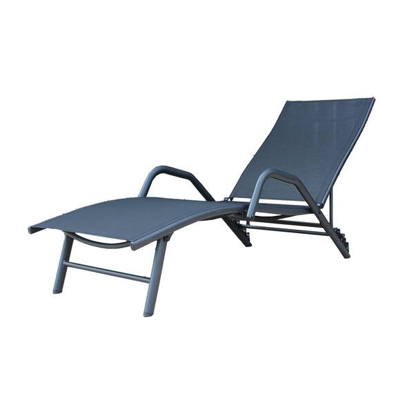 Tidoin Gray Metal Ajustable Backest Outdoor Chaise Lounge