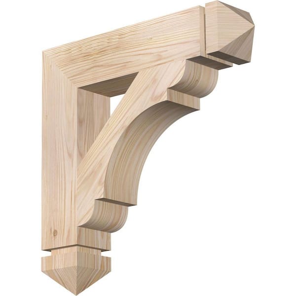 Ekena Millwork 3.5 in. x 18 in. x 18 in. Douglas Fir Olympic Arts and Crafts Smooth Bracket