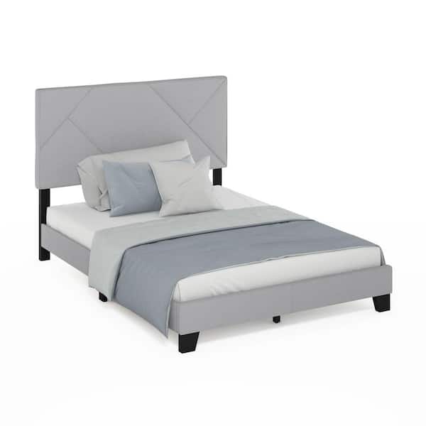 Skylar Gray Wood/Polyester Frame Full Platform Bed with Geometric Design