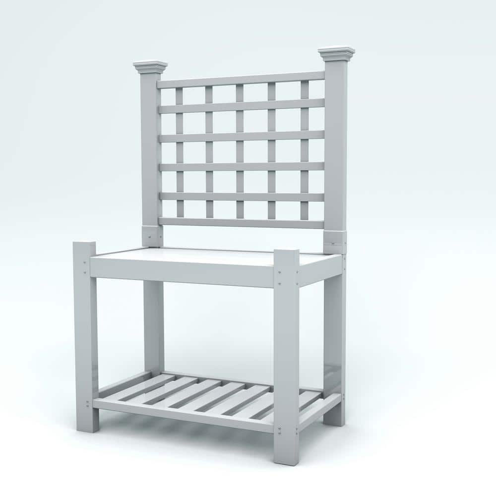 VITA Burbank Deluxe 41.25 in. x 66.5 in. White Vinyl Potting Bench