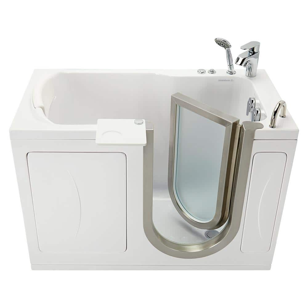 Ella Petite 52 in. x 28 in. Acrylic Walk-In Whirlpool Bathtub in White with  2 Piece Fast Fill Faucet, RHS 2 in. Dual Drain H31682P - The Home Depot