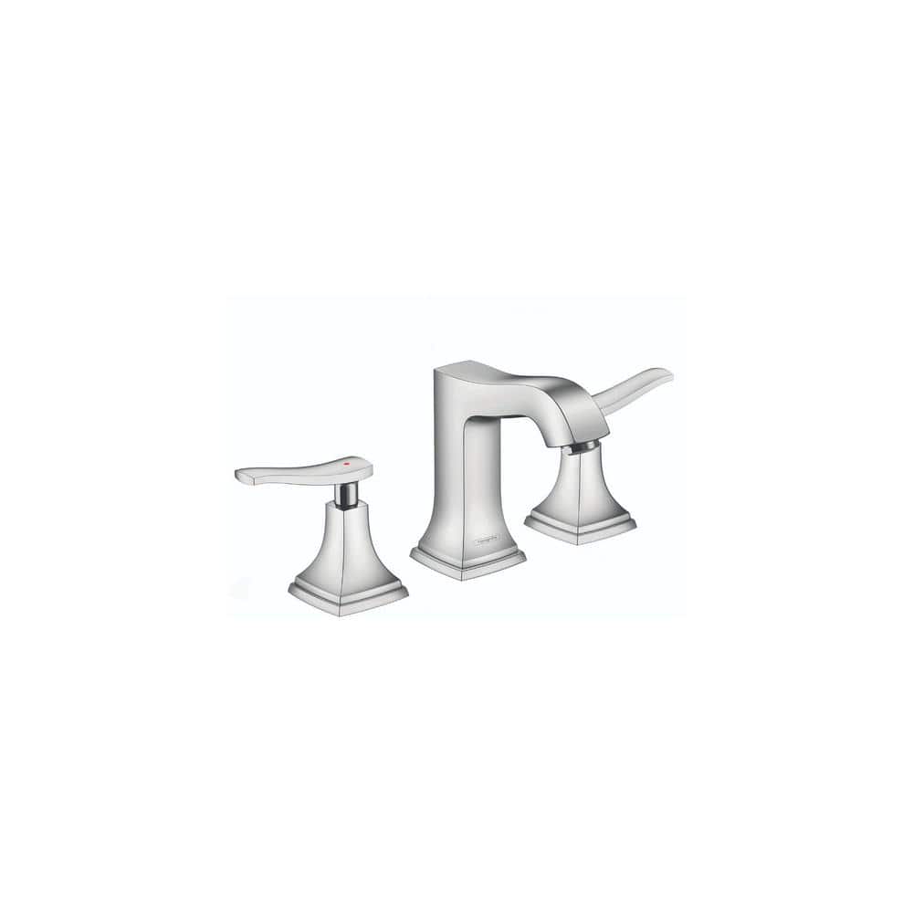 Polished Nickel Modern Widespread Bathroom Faucet with Brass Handles