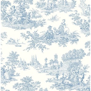 Blue Bell Chateau Toile Prepasted Wallpaper Roll 56 sq. ft.