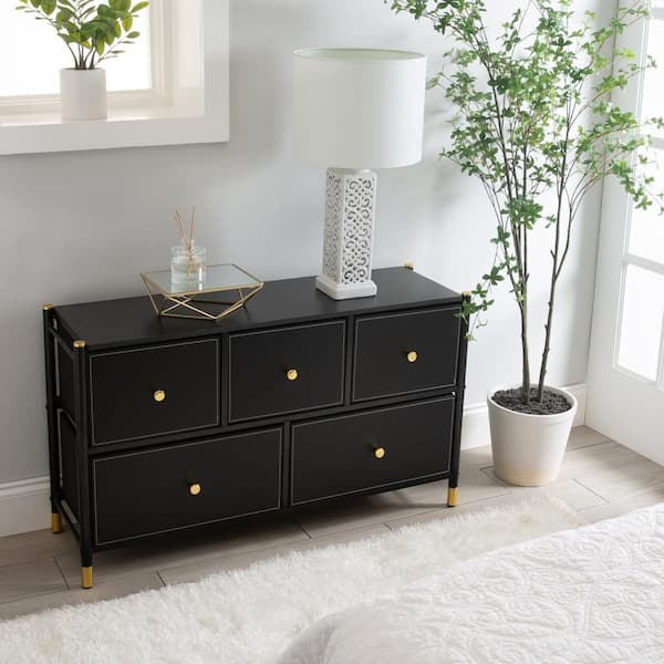 SIMPLIFY 5 Drawer Luxury Dresser in Black 27362-BLACK - The Home Depot