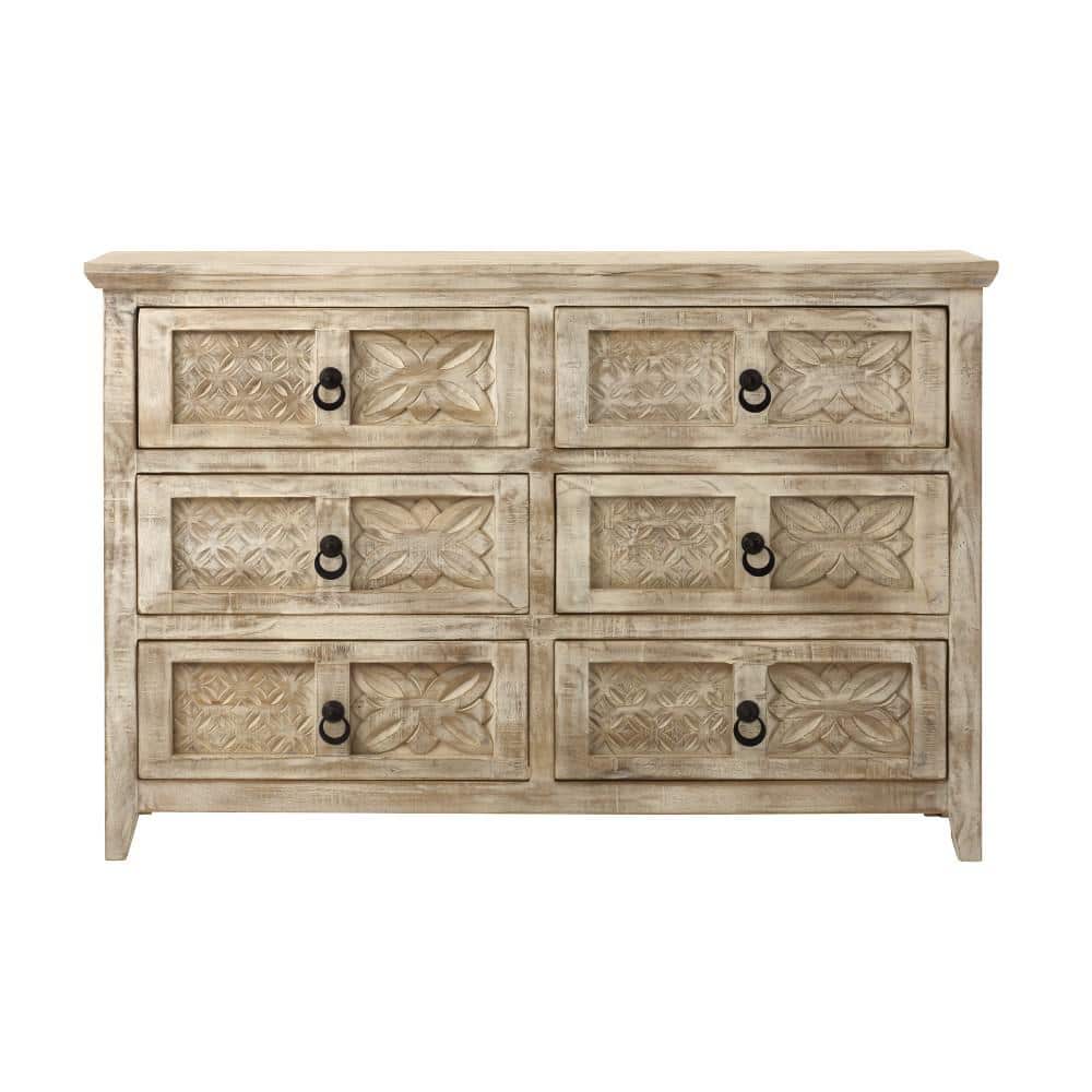 Home Decorators Collection Print Block 6Drawer Whitewash Dresser