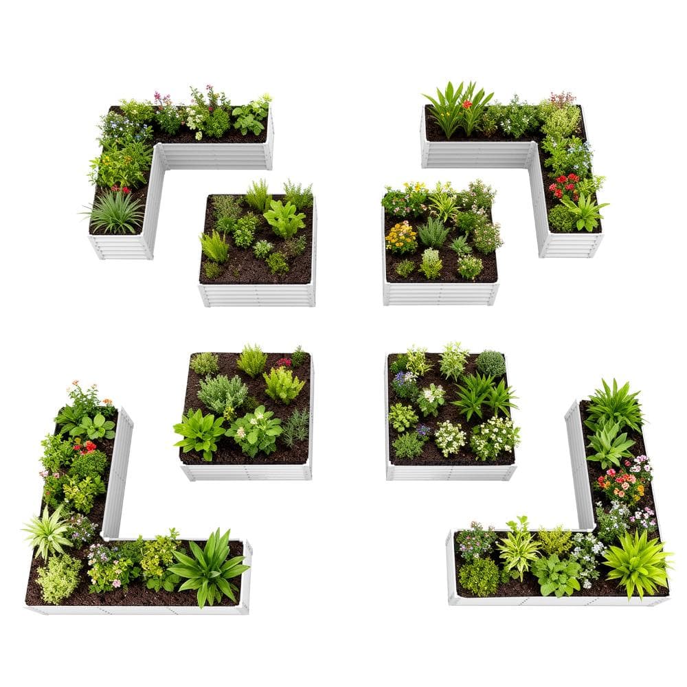 8-Piece White Metal Raised Planter Boxes for Flower Planters Vegetables price history on PriceWatchPro