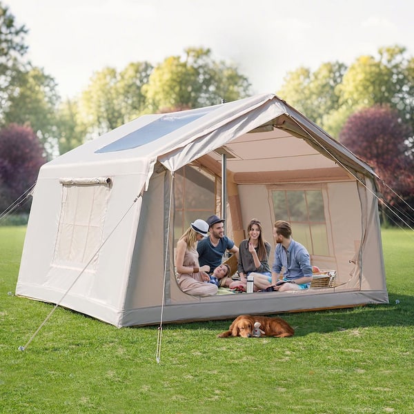 Inflatable Tent for Camping Blow Up Tent with Hand Pump Waterproof Oxford Air Glamping Tent for Camping Adult 4-6 Person