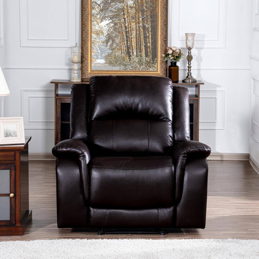 MAYKOOSH 41.33 in. D Rolled Arm Faux Leather Modular Push Back Manual Recliner Sofa Chair for