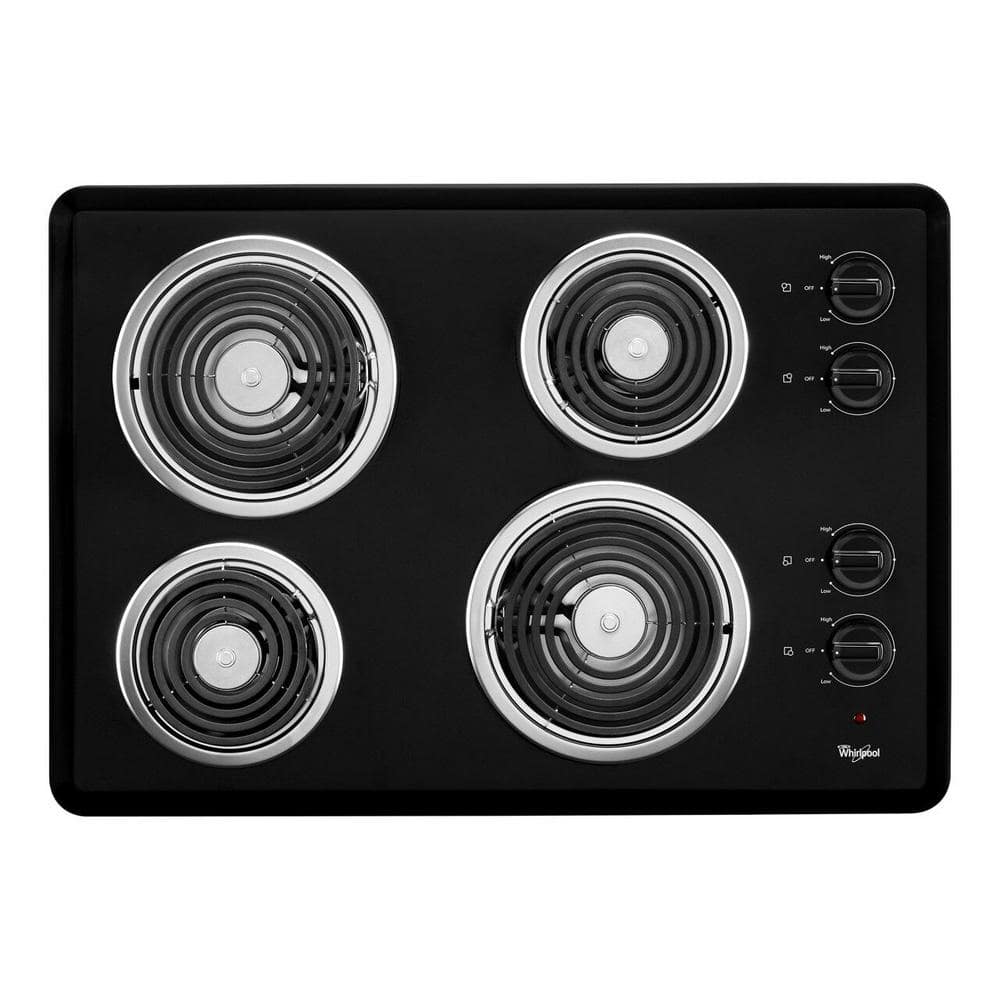 Whirlpool 30 in. Coil Electric Cooktop in Black with 4 Elements