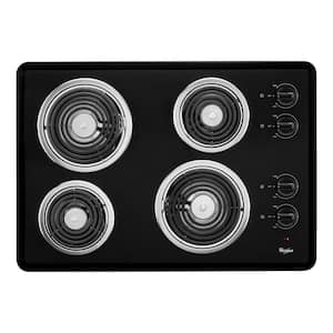 30 in. Coil Electric Cooktop in Black with 4 Burner Elements