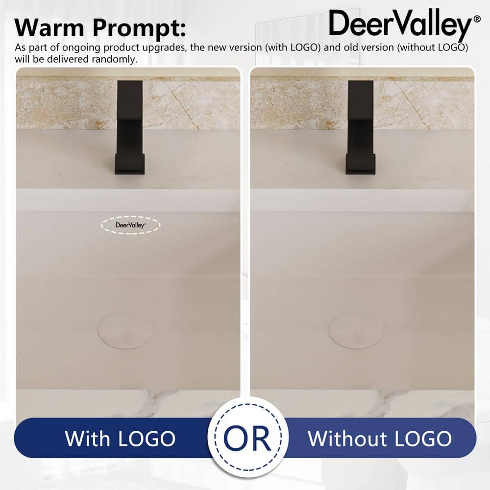 DeerValley 22" White Ceramic Rectangular Undermount Bathroom Sink