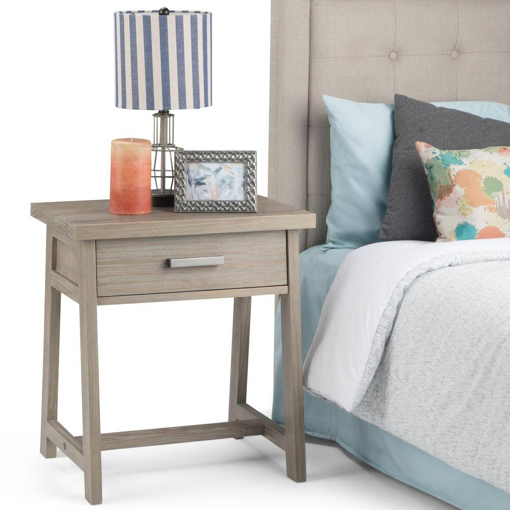 Sawhorse Solid Pine 24" Distressed Grey Modern Industrial Nightstand