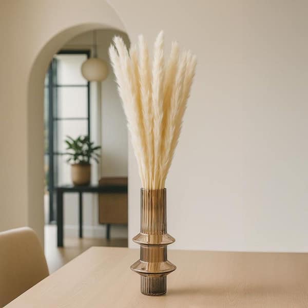 20 in. White Indoor Non Artificial Dried Preserved Small Pampass Grass, Pack of 4