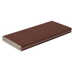 Symmetry 1 in. x 5-2/5 in. x 1 ft. Cinnabar Grooved Edge Capped Composite Decking Board Sample