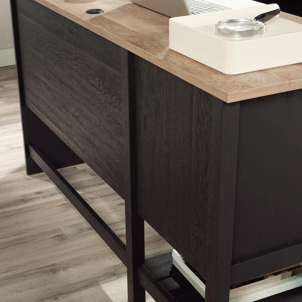 Raven Oak L-Shaped Corner Computer Desk with Drawers and Filing Cabinet