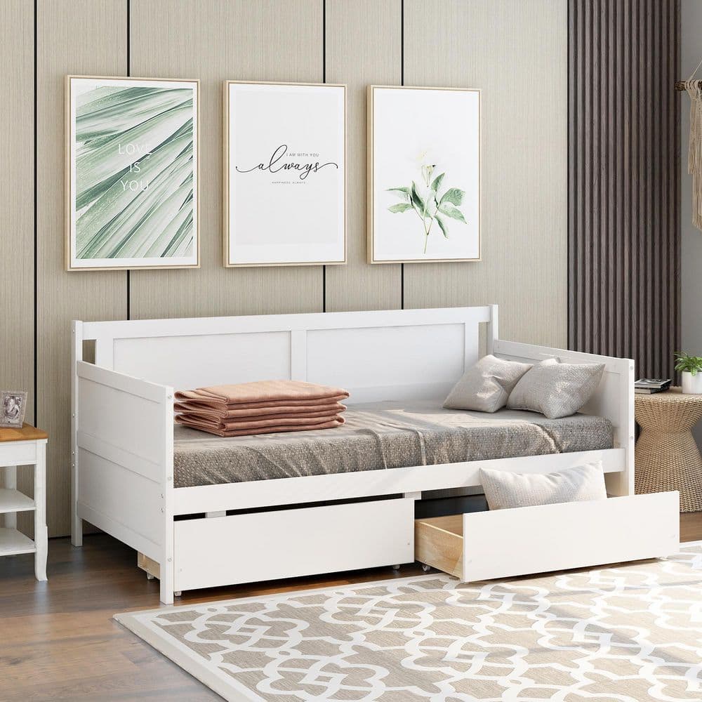 GOJANE White Twin Size Storage Daybed with Two Drawers W50426285LWY ...